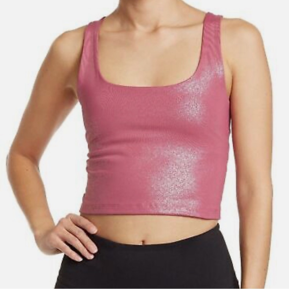 Beyond Yoga shimmer pink crop top
